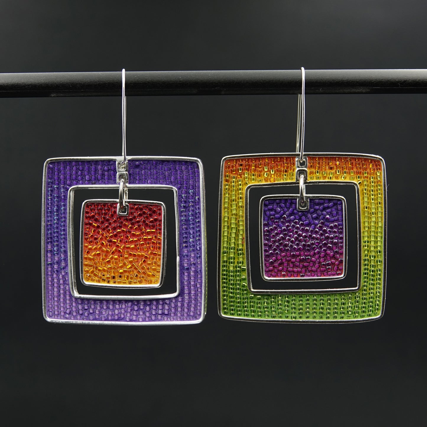 Day One of 7 Earrings in 7 Days: Colorful Squares