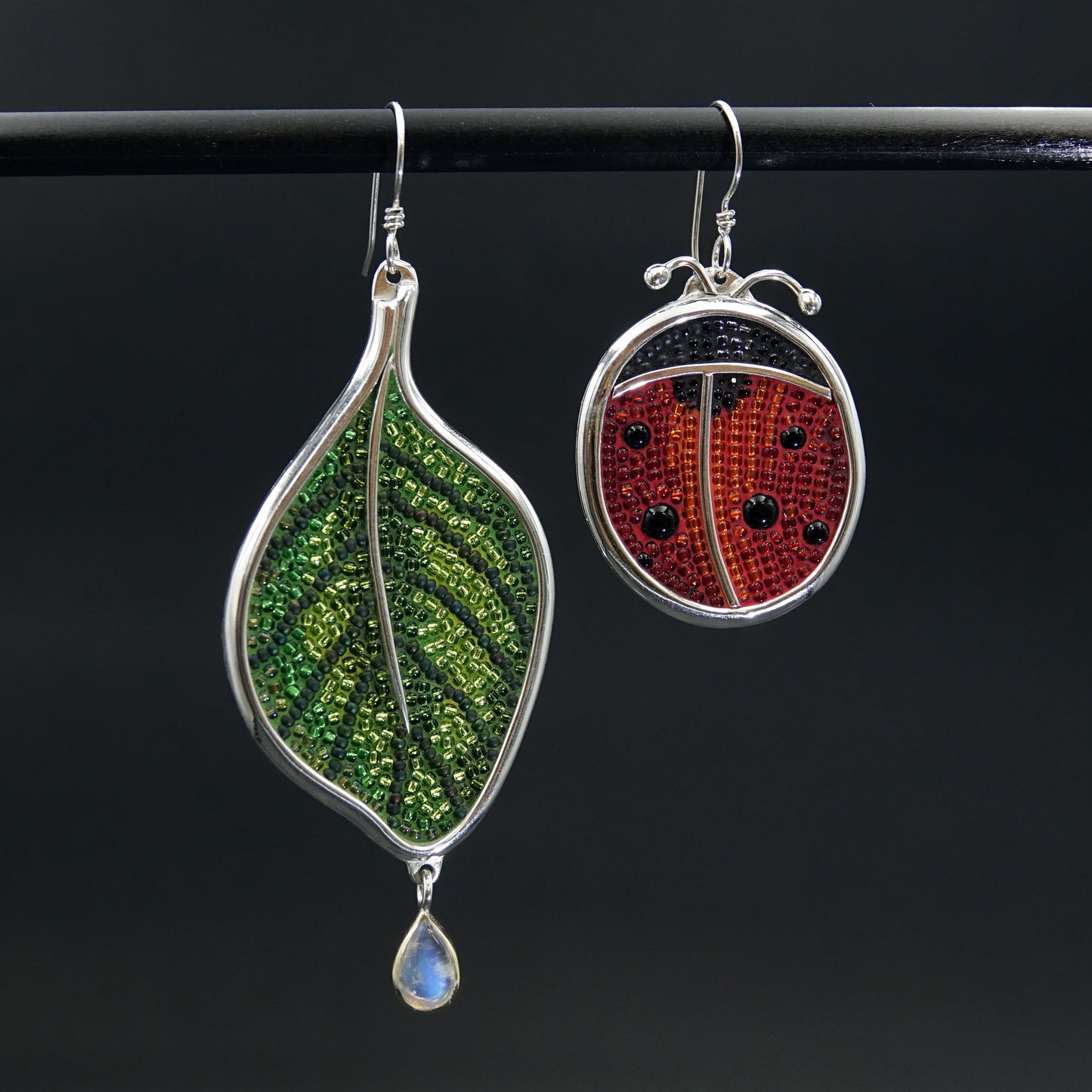 Day Two of 7 Earrings in 7 Days: Ladybug and Leaf