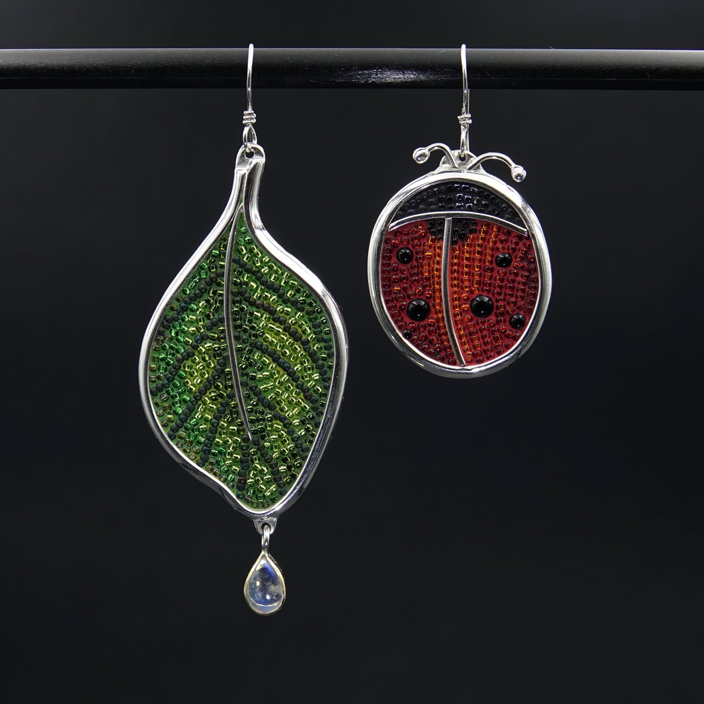 Day Two of 7 Earrings in 7 Days: Ladybug and Leaf